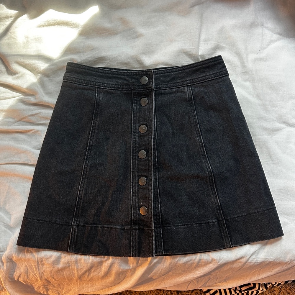 Madewell Black Button-Up Denim Skirt